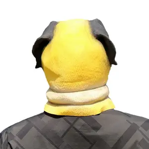 Lightweight Cute Cartoon Pug Dog Latex Mask, Halloween Funny Animal Headgear with Fur Hand Accessories, Ideal Gift for Face Covering Enthusiasts