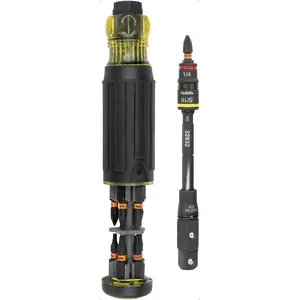 32516HD 16-in-1 Impact-Rated Hybrid Screwdriver/Nut Driver, Magnetic, Flip Socket, 11 Bits, 2 Nut Drivers, 3/8-Inch Square Adapter