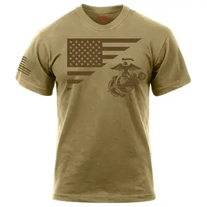 Marine Corps USMC MARINES SPLIT FLAG & EGA TEE WITH FLAG SLEEVE, Marine Corps Shirt, USMC Veteran Shirt, USMC Clothing, Patriotic Marine Apparel