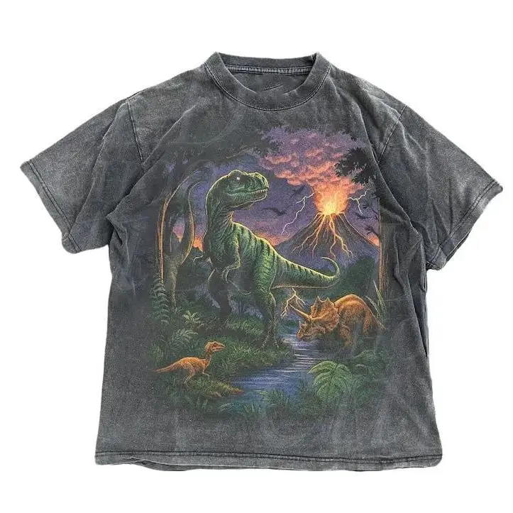 Vintage Jurassic Dinosaur 90s Graphic T-Shirt, Retro T-Rex & Triceratops Shirt, 90s Prehistoric Graphic Tee, Dino Top Shirt, Nostalgia Nature Gift, Streetwear, Viral Tee, TikTok Trending