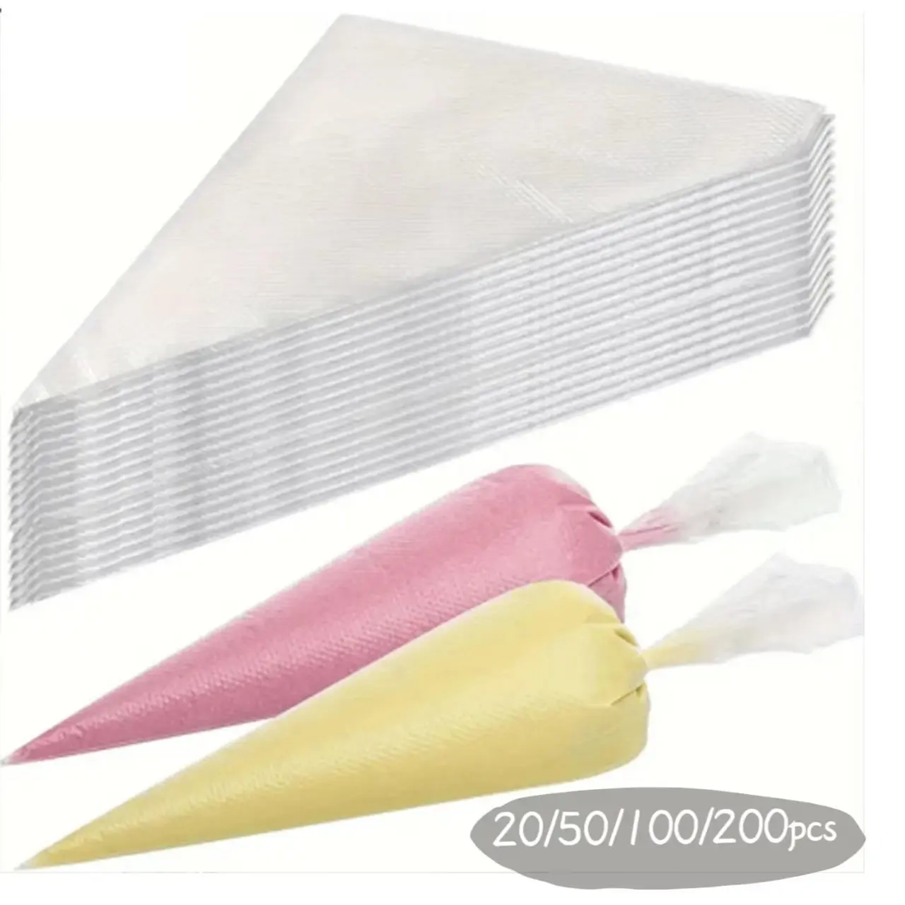20/50/100/200pcs One-time triangle frosting bag, Icing Bags, Pastry Decorating Tools, for cake decoration, biscuits, Cupcakes and DIY dessert essentials, kitchen and restaurant necessities
