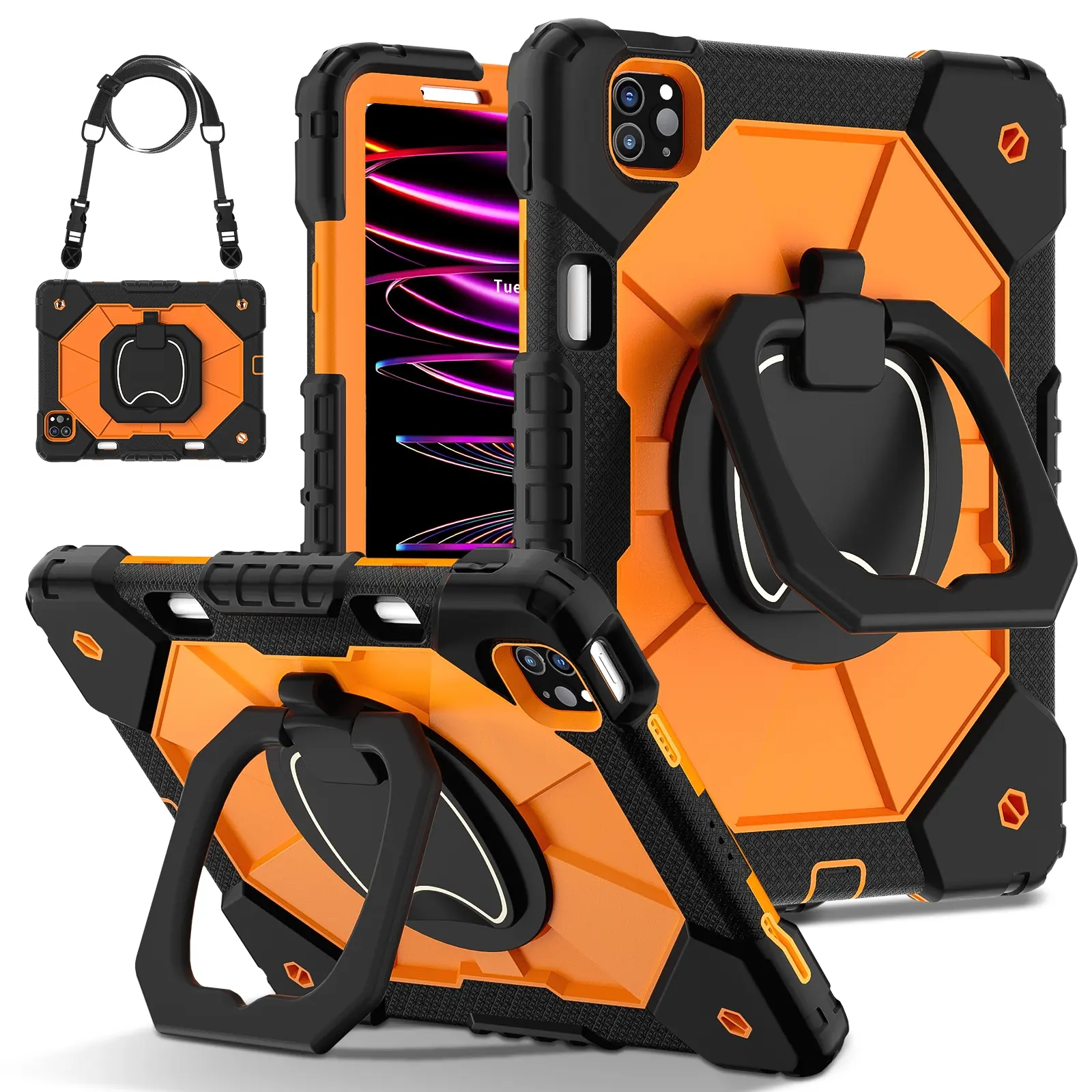 Ultra-Durable Tablet Case, Durable Tablet Casing, Tablet Protective Cover, Tablet Accessories for iPad (A16) 11th, iPad Air (M4) 2026, iPad Pro (M5) 2025, iPad Mini - Military Shockproof Cover with 360° Rotating Stand & Pencil Slot, Kids/Adults Friendly