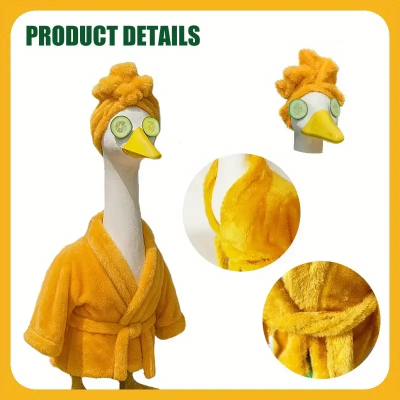 Double-Sided Velvet Soft Lawn Goose Bathrobe Set, No Power Needed, Perfect for 17/23 Inch Porch Geese, Fall/winter Outdoor Decor, Fun Design