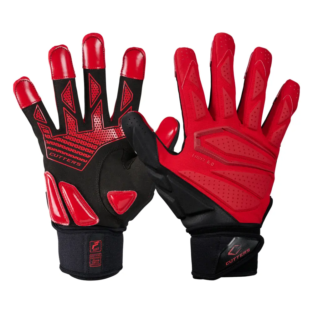 Cutters Force 6.0 Football Lineman Gloves with C-TACK Grip Palm and Padded Back-of-Hand for Line Play and Blocking
