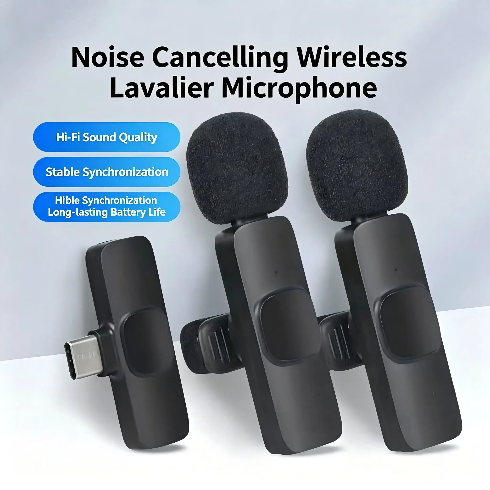 Wireless Lavalier Microphone Pack - Plug-and-Play Portable Mobile Mic for Smartphones, Electronics, Audio & Video Recording