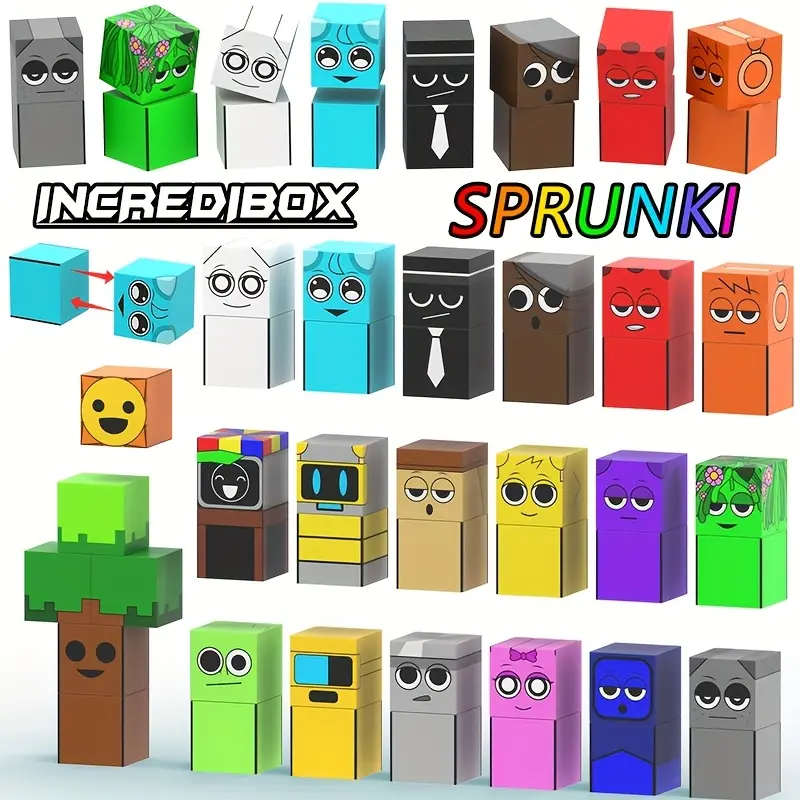 NEW Sprunki Magnetic Puzzle Cube Blocks, Incredibox Game with 20 Sprunki Figures, Magnetic Toys for Children - Christmas & Birthday Gifts