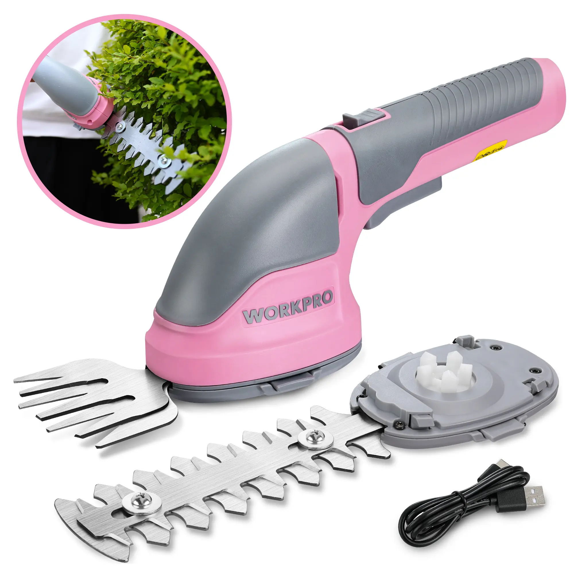 #Summersales WORKPRO Cordless Grass Shear & Shrubbery Trimmer - 2 in 1 Handheld Hedge Trimmer Electric Grass Trimmer Hedge Shears/Grass Cutter Rechargeable Lithium-Ion Battery and Type-C Cable Included