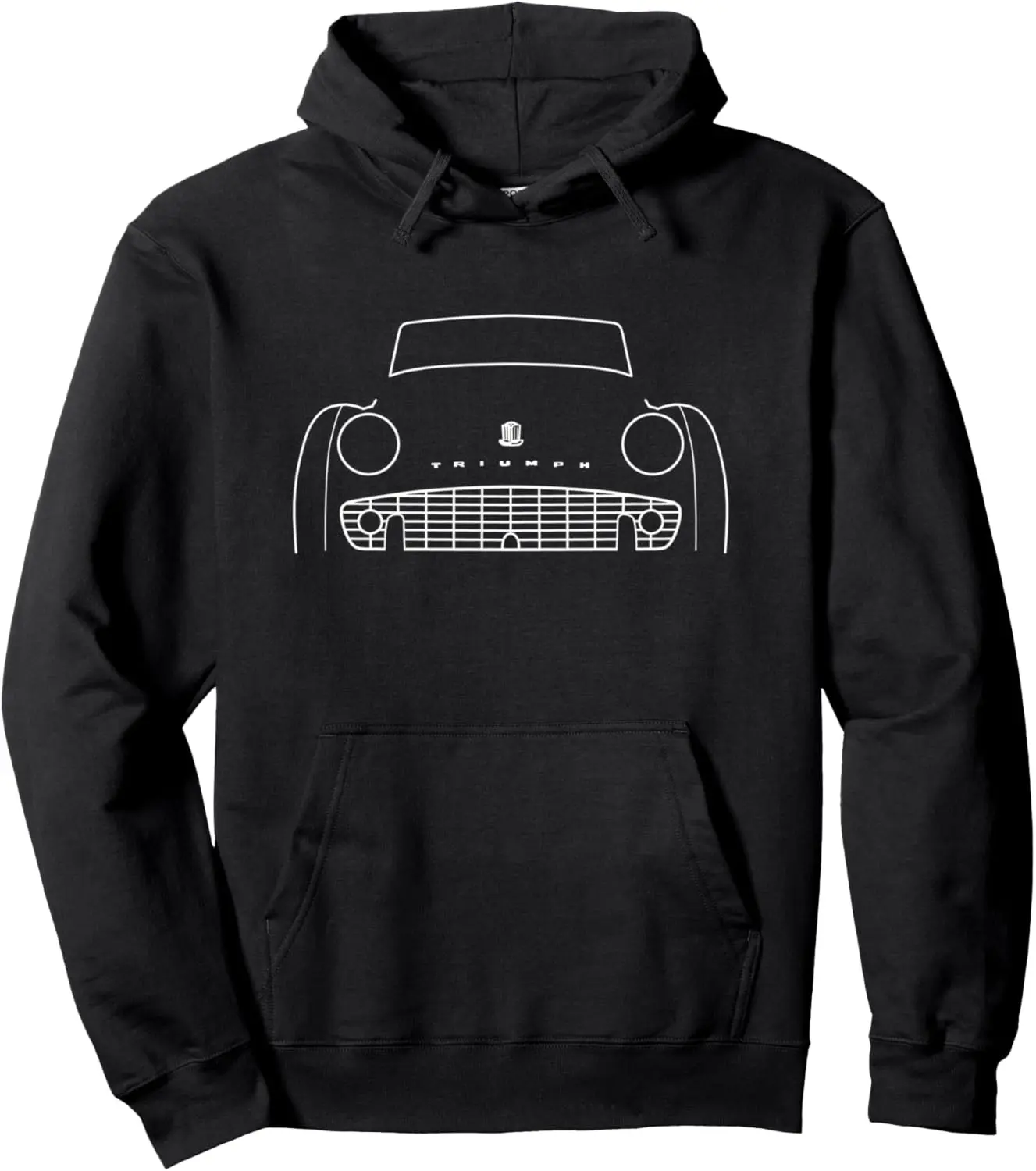 Triumph TR3 British classic car white outline graphic Pullover Hoodie