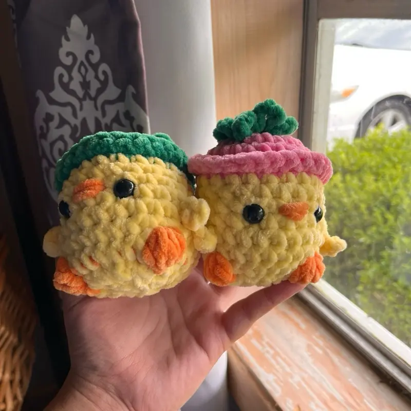 Handmade Crochet Chicks with hats plush toy
