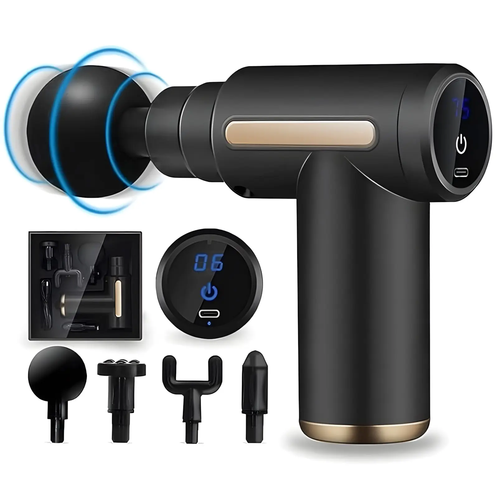 Professional Deep Tissue Massage Gun: High-Torque Portable Muscle Relaxation, Ergonomic Neck & Back Massager for Home Fitness Therapy, Health Gift Set, Massagers for Neck and Back Pain Relief, USB Rechargeable Massagers