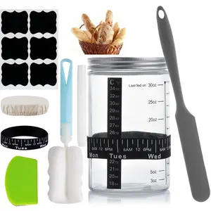 Sourdough Starter Kit, 32oz Glass Sourdough Jar with Feeding Day Tracker, Thermometer Scale & All Tools for Beginner Bread Baking