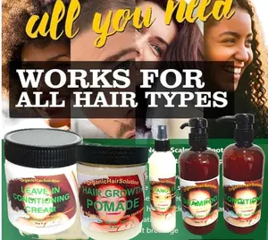 Organic Hair Solution-KIDS Hair Set For All Hair Types With Jojoba seed-Mustard-Castor-Tea Tree-Argan-Avocado-Vitamin E (5 products) Conditioner Haircare