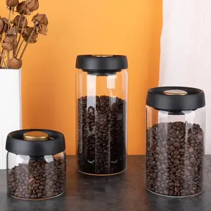Vacuum Sealed Glass Jug Coffee Beans/ Fresh Storage Jar Kitchen Gadget