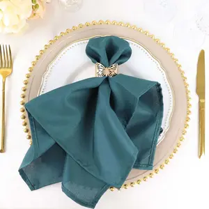 5 Pack Polyester Napkins 20"x20" Peacock Teal - Durable & Wrinkle Resistant Dinner Napkins