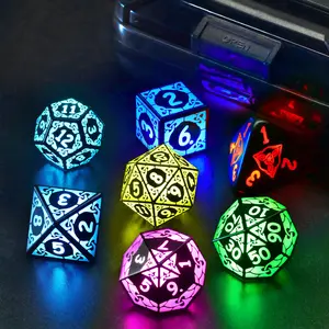 LED DND Dice Set Rechargeable, Cool Light up Dice Wireless Charging for Dungeons n Dragons, Polyhedral Role Playing Dice DnD Gifts(RGB-Shackles)