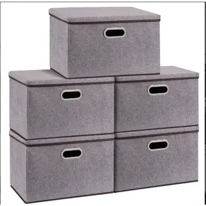 Large Foldable Cotton Linen Storage Boxes✨ 44*30*30cm 5 Piece Set🧺