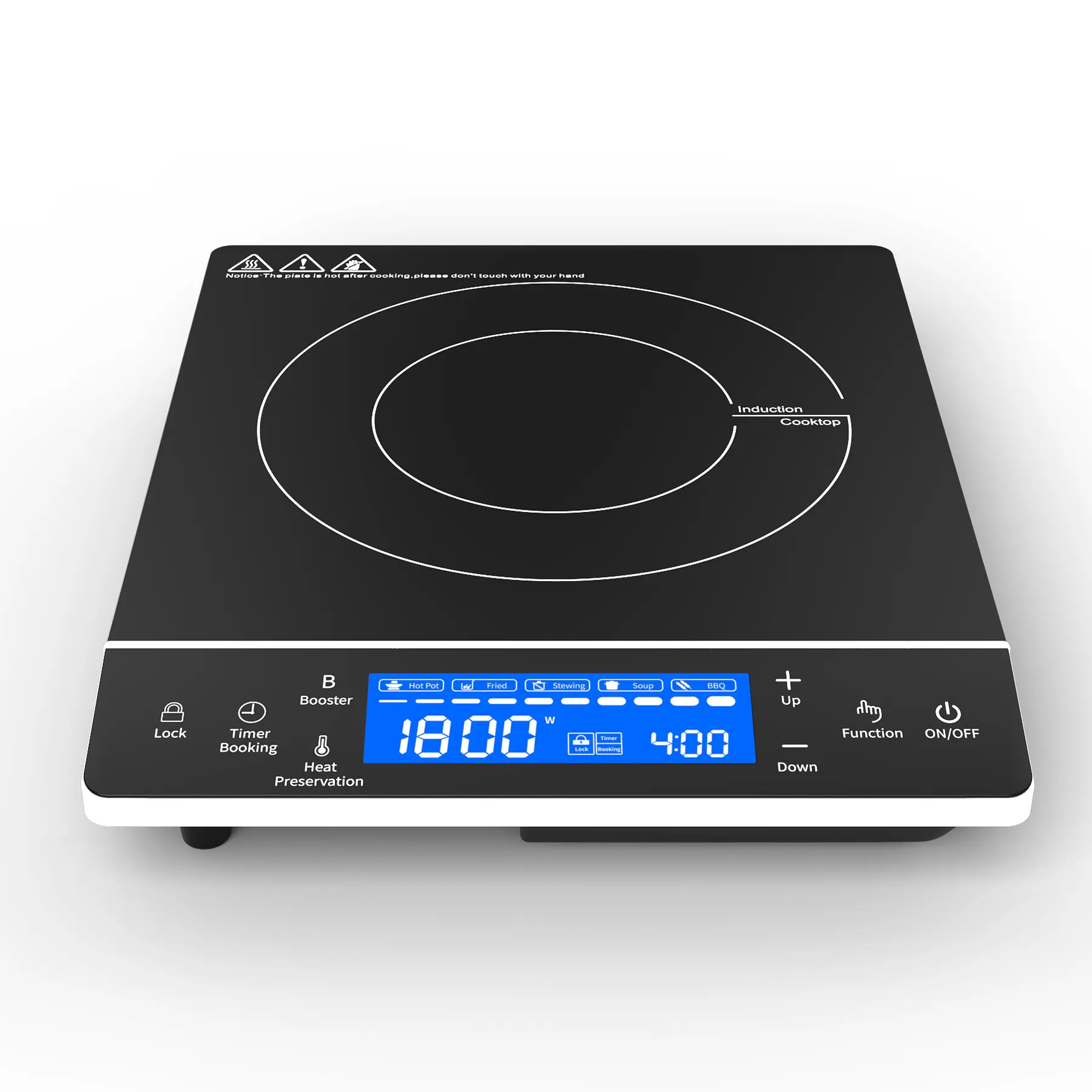 WBVV 1800W Portable Induction Cooktop – Perfect for Campers, Dorms | Touch Panel, Durable | Induction Cookware Only Household Appliances Multifunction