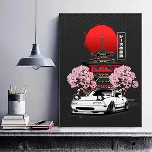 1 piece/set of frameless canvas print posters, Unframed Art Print, vintage minimalist art, classic Japanese sports car Miata MX5, perfect gift for JDM car enthusiasts, ideal gift for bedroom, living room, kitchen, dormitory corridor, wall decoration