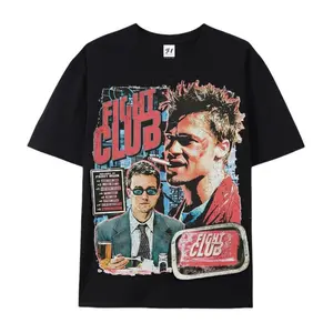 Vintage Style Graphic T-Shirt with Fight Club 1999 Print, Unisex Casual Breathable 100% Cotton Short Sleeve Top
