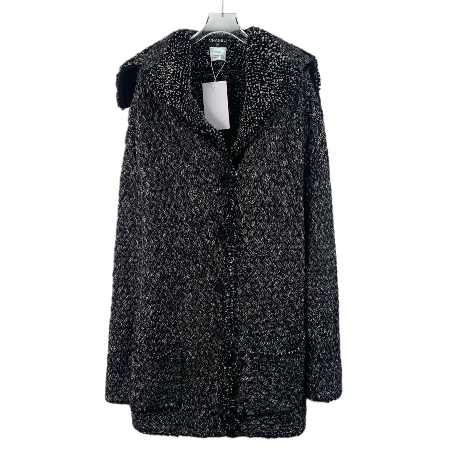 RDLT— Chanel Black Cashmere Tweed Coat Size 38