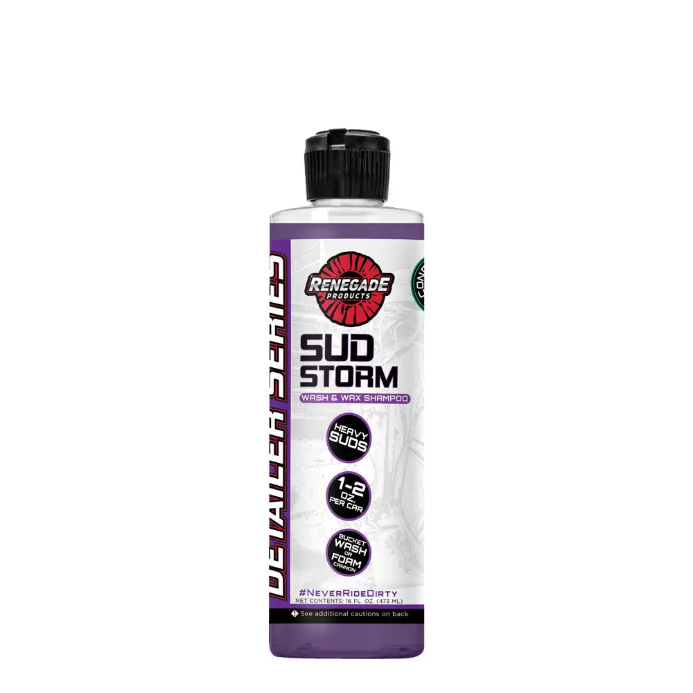 Renegade Products Sud Storm Wash, Wax, & Shampoo 16oz – High-Foam Car Soap with Carnauba for Buckets & Foam Cannons