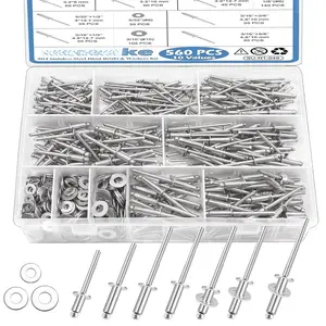 560 count 304 Stainless Steel Pop Rivets with Washers Assortment Kit,7 Sizes Pop  Rivets(1/8in 5/32in 3/16in),Assorted Blind Rivets for DIY/Automotive Repairs/Furniture with Labeled Case