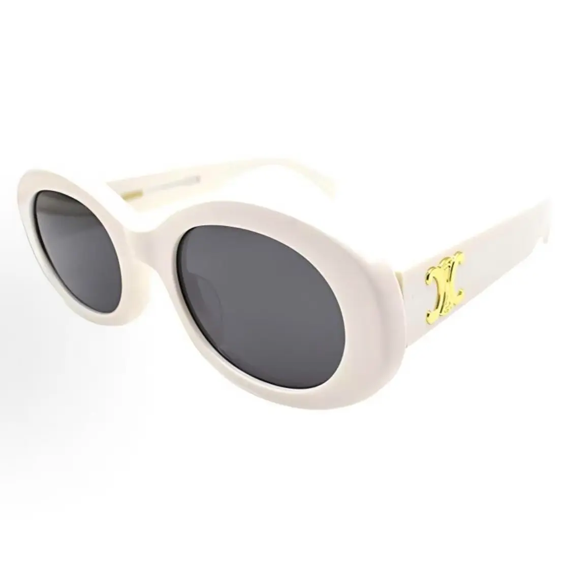 Pre-owned Brand New,Celine CL40194U Triomphe Oval Sunglasses (White)