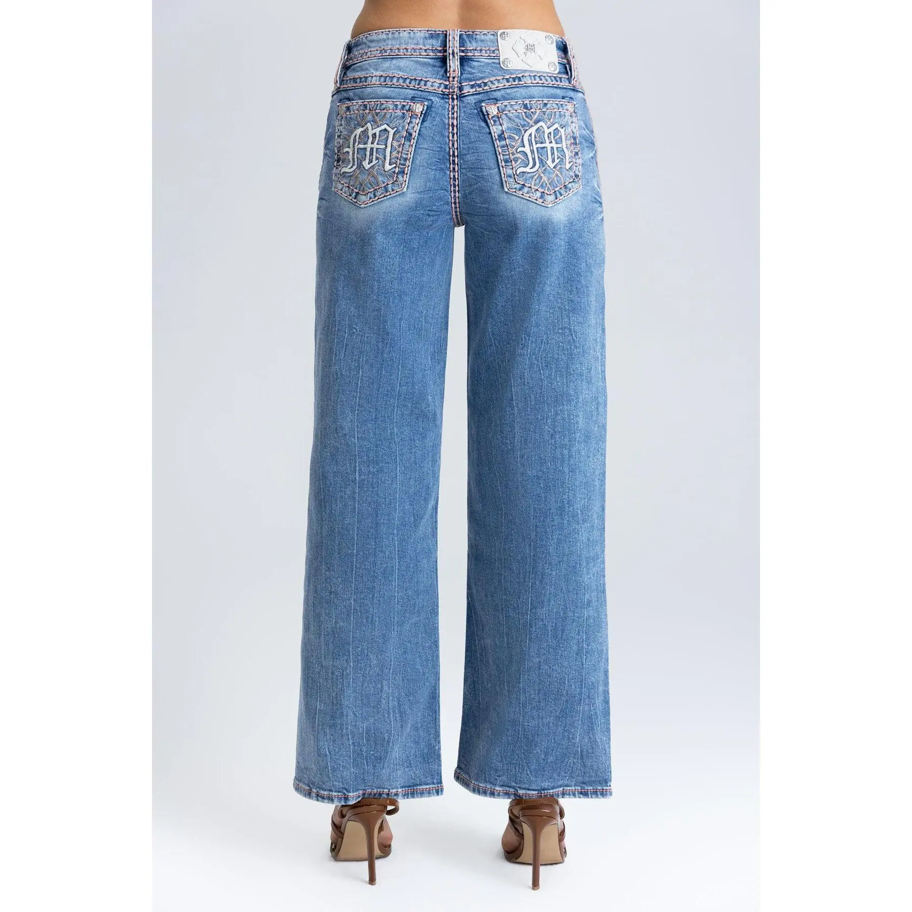 Electric Stitched Wide Leg Jeans