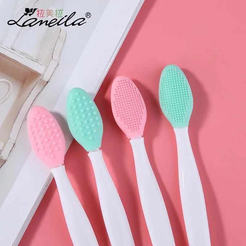 Soft Silicone Cleansing Tool Pack - Lightweight Double-Sided Manual Brush, At Home Facial & Body Scraper, Skin Care Tools Face Care Instrument (Pink)