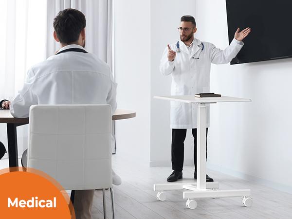 Adjustable OverbedTable with Wheels for Hospital andHome Use - Rolling Laptop Desk andMobile Standing Desk