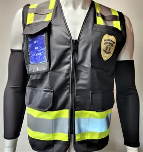 FX Two Tone Black Security Safety Vest with 4 Front Pocket