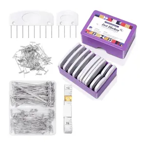 130 pcs Knitted Blocking Needle Kit, including a complete set of tools including T-needles, shaping blocking needles, and a tape measure, suitable for shaping knitwear, crocheted works, lace, and DIY sewing projects