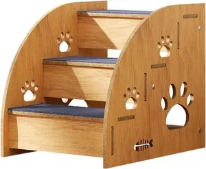 Colourtree Pet Steps for Cats | High Bed Climbing Dog Bed Steps - Indoor Pet Stairs Dog Steps, Non-Slip Wooden Dog Stairs (3-Steps)