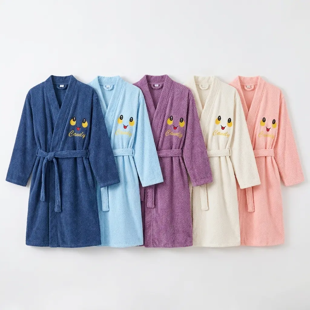 Women's Lotus Linen Waffle Spa Robe - Soft Cotton Knee-Length Bridal Embroidery Bathrobe, Absorbent Tie-Waist Style Loungewear, Quick-Dry Lightweight Summer Suit for Bathroom Use