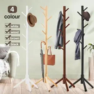Freestanding Coat Rack with 8 Hooks and 3 Adjustable Size Tree Design for Bedroom Hallway Entrance Office Hats Coats Scarves Handbags Modern Home Organization Space Saving