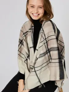 Women's Elegant Fashion Winter Scarf Plaid Pattern Split Shawl Soft Warm Shawl 135x150cm, New High-End Cape Outerwear Scarf, Stylish and Warm