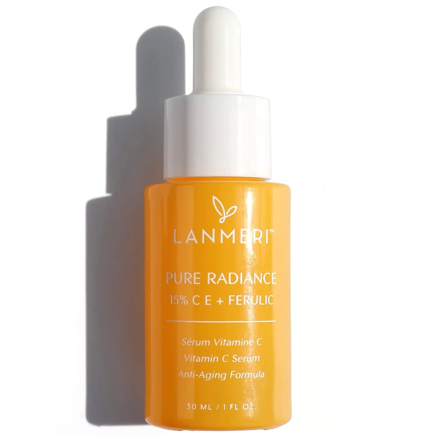 Lanmeri Vitamin C Serum With Ferulic Acid: CE Ferulic Face Serum With 15% Ascorbic Acid, Vitamin E, Hyaluronic Acid - Vit C Serum for Deep Hydration, Brightening, Anti-aging, Anti Wrinkle, Skin Repair 1 Fl Oz