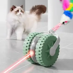 1 intelligent interactive pet toy, automatic laser pointer cat new experience, mobile mouse tail modeling, USB charging, suitable for indoor cat companion interaction, interesting electronic kitten toy suitable for all cat breeds, Automatic Rolling Ball