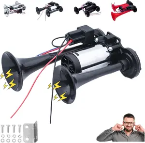Turn Heads and Clear Traffic Instantly – This 12V 120dB Dual Trumpet Air Horn Kit Unleashes a Train-Like Roar with an Upgraded Compressor, Giving Your Truck, Car, SUV, Motorcycle, or Boat Serious Audio Authority on the Road or Water