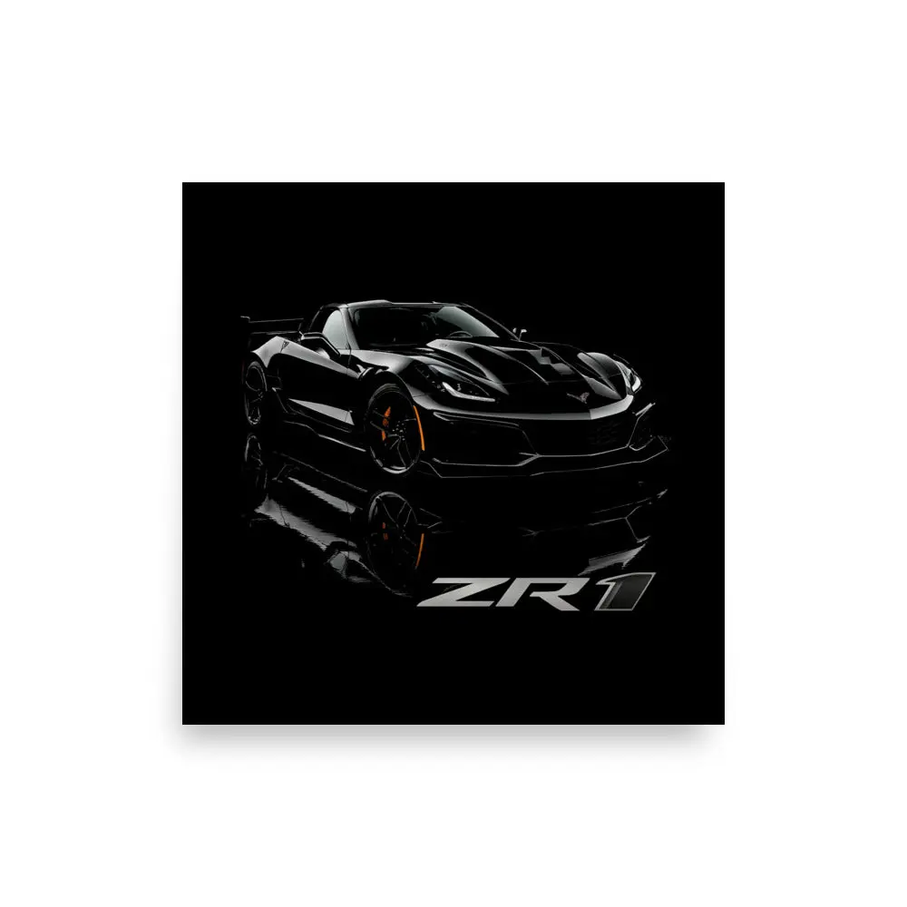 2019 ZR1 Blacked Out C7 Corvette Wall Art Poster for Man Cave Office Garage