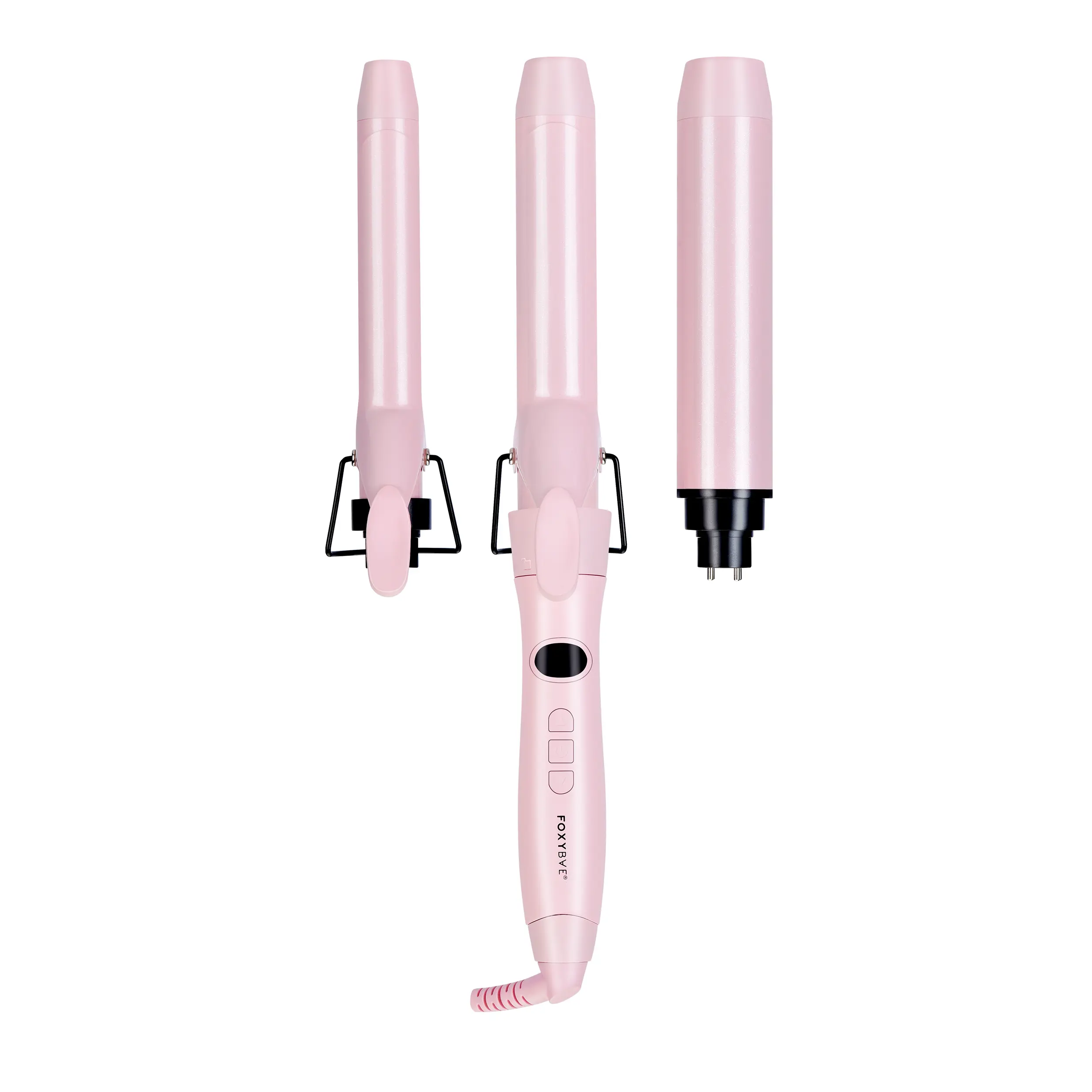 FoxyBae Bounce Bae 3-in-1 Interchangeable Curling Iron Set – 1”, 1.25”, 1.5” Tourmaline Ceramic Barrels  – Adjustable Heat 140–430°F – Dual Voltage for Travel
