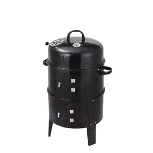 3 in 1 vertical charcoal grill for backyard grilling, portable grill with thermometer, and 2 maintenance doors for gathering, outdoor camping, and cooking