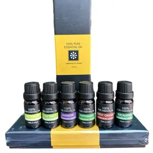 100% Pure Essential Oils Set - Lavender, Orange, Eucalyptus, Lemongrass, Peppermint, Teetree - Fitness, Healthcare Aromatherapy Essential
