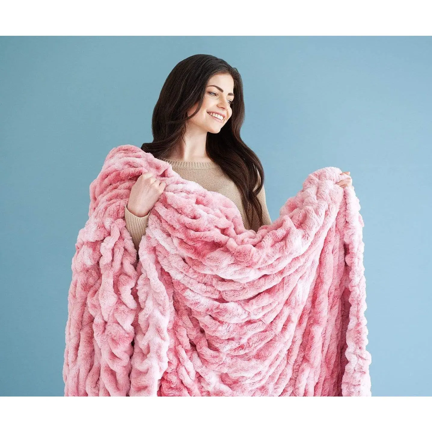 MINKY COUTURE Hugs Stretchy Cotton Candy Pink Blanket - Soft, Plush Bedding Throw MINKY COUTURE Hugs Stretchy Cotton Candy Pink Blanket - Soft, Plush Bedding Throw