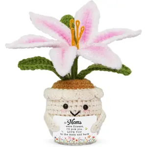 Gifts for Mom - Emotional Support Crochet Lily Flower - Proud of You Motivational Positive Mothers Day Birthday Gifts for Mom from Daughter Son, Mother , Mama