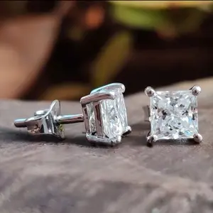 Square Moissanite Earrings 1ct