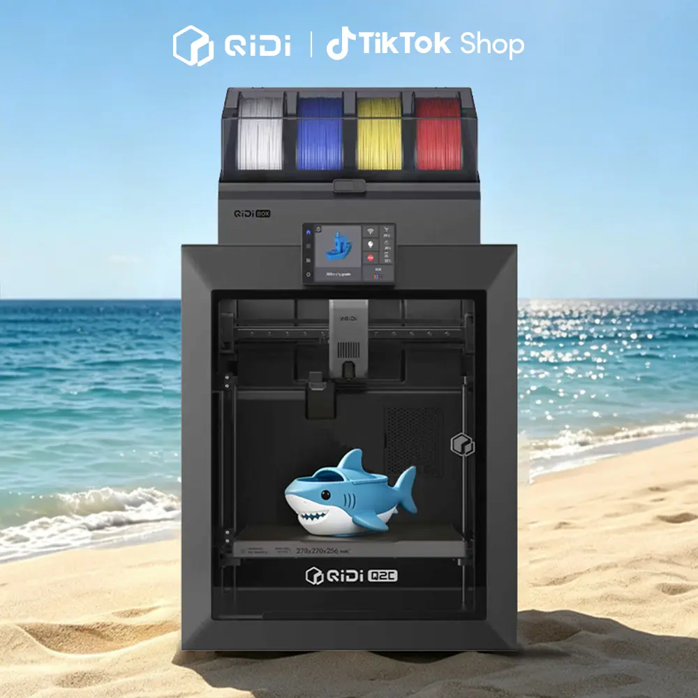 QIDI Q2C Enclosed FDM 3D Printer - Full Auto Leveling via New-Generation Sensor, 600mm/s High-Speed Printing, 270x270x256mm Build Volume, 370℃ Bimetal PPS-CF Hotend, Beginner-Friendly