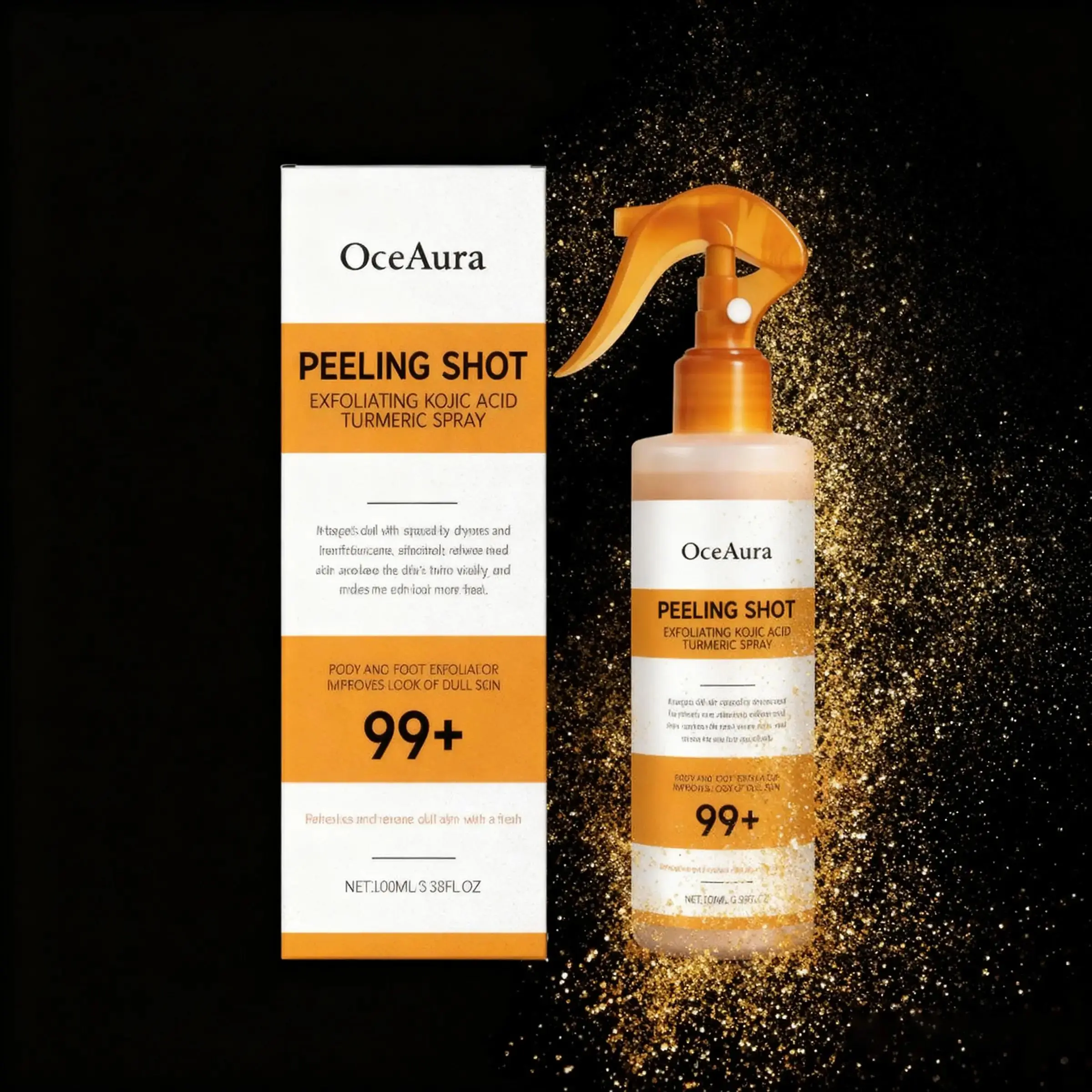 Kojic Acid & Turmeric Exfoliating Spray, Body Exfoliant, Body Exfoliator, Moisturizing Body Cleanser, Gentle Skin Care for Most Skin Types Including Sensitive Skin Exfoliate Hydrating