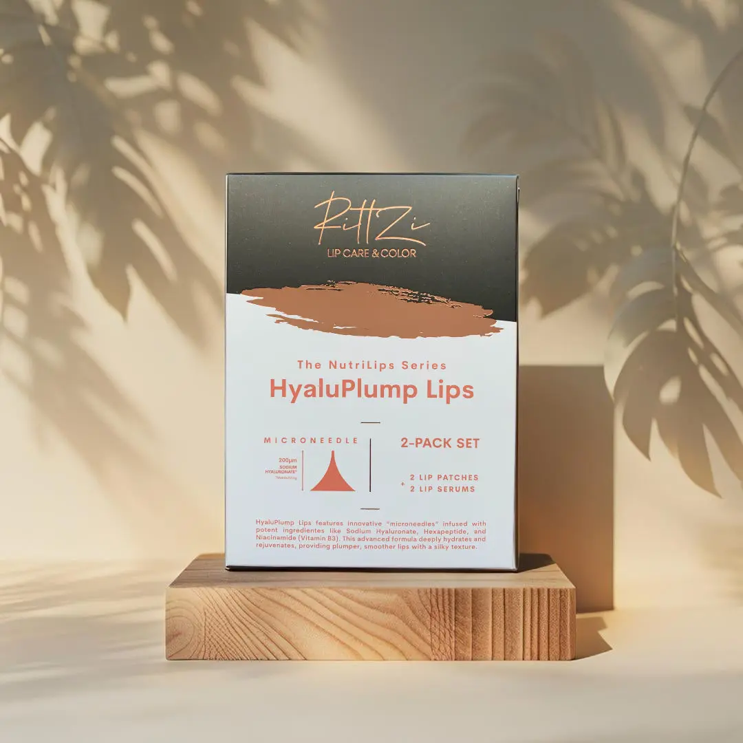 HyaluPlump Lips: 800 Dissolvable Microneedle Lip Patch + Lip Serum Lip Care Duo, 2-PACK SET, Silky, Lightweight