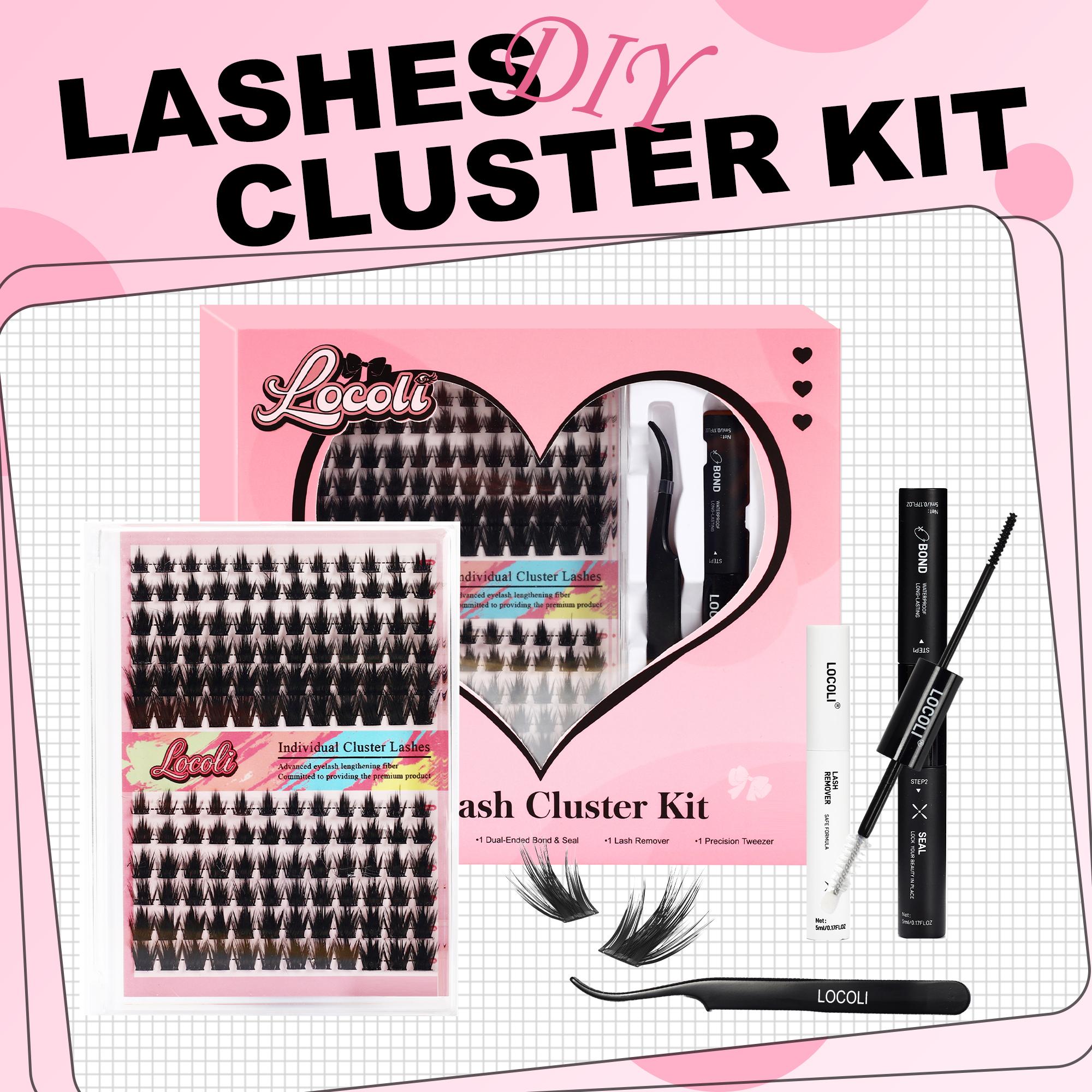 LOCOLI DIY Lash Cluster Kit - Invisible Soft Band & Waterproof Bond and Seal with Remover. Professional Salon Look at Home. Long Lasting, Pure Clean Look, Beginner Friendly. False Eyelash Extensions